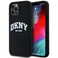 Produktbild: DKNY Flüssigsilikon-MagSafe-Hülle weißem bedrucktem Logo iPhone 12/12 Pro – Schwarz