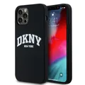 Produktbild: DKNY Flüssigsilikon-Hülle mit weißem Logo und MagSafe-Aufdruck für iPhone 12/12