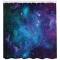 Produktbild: Abakuhaus Duschvorhang Moderner Digitaldruck mit 12 Haken auf Stoff Wasser Resistent Breite 175 cm, Höhe 240 cm, Nebel Galaxy Sterne im Weltraum lila 175 cm x 240 cm