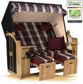 Produktbild: Strandkorb Ostsee 2,5-Sitzer 150cm breit in Schwarz Rot Grün Beige Kariert Zerlegt ideal für Balkon, Terrasse oder Garten