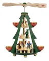 Produktbild: Richard Glaesser Weihnachtspyramide Baumpyramide bunt 3-stöckig für Teelichte- versch.Motive wunderschön, 3-stöckig grün mit rot - etwas Besonderes