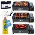 Produktbild: ZMC Gaskocher 2in1 Tragbarer Gaskocher + Gasgrill Campingkocher inkl. Gaskartuschen, (mit Grillplatte + Grillrost, Wärmeleistung: 2,2KW, für Outdoor und indoor), inkl. Grillzubehör + und Aufbewahrungskoffer, Piezo-Zündung, 3,8kg 2in1 Gaskocher + Gasgrill mit 24 Gaskartuschen