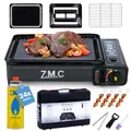 Produktbild: Z.M.C 2-in-1 tragbarer Campingkocher und Gasgrill Klein inkl. Grillzubehör Set und Koffer + 24x Gaskartuschen 227g, Balkon Tischgrill Gaskocher 2,2 kW mit LPG-Anschluss für Camping, Outdoor und indoor