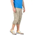 Produktbild: Timezone Herren 3/4 Cargo Hose LOOSE MILESTZ SHORT Mid Waist Loose Fit Loose Fit 1212-2028 Washed Beige Normaler Bund Reißverschluss W 31
