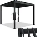 Produktbild: Juskys Lamellendach Tahiti 3x3 m - Stahl Pergola stabil & wetterfest - Anthrazit
