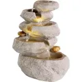 Produktbild: Springbrunnen Felswasserfall mit LED Beleuchtung 35cm Keramik Beige - Beige