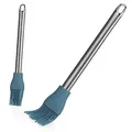 Produktbild: com-four® 2x Backpinsel aus Silikon - Glasurpinsel für die Küche - Koch- und Backhilfe zum Glasieren und Bepinseln - Zubereitungshilfe für Torten (2x Backpinsel blau)
