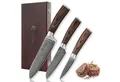 Produktbild: Wakoli Messer-Set Edib 3er Damastmesser-Set I Kochmesser Küchenmesser I 8 -17cm Klingen (Küchenmesser Set in Holzbox, 3-tlg., 1x Santoku, 1x Santoku klein, 1x Spickmesser), VG10 Kern, langanhaltende Schärfe