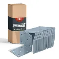 Produktbild: HELPMATE – 24 Stück Lochplattenwinkel 50x50x40 mm – Winkelverbinder galvanisch verzinkt & blau passiviert – Holzverbinder mit hervorragendem Korrosionsschutz – Lochwinkel