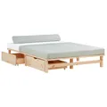 Produktbild: Holzbett 140x200 cm mit Lattenrost 2 Schubladen Bett Gestell Massiv Homestyle4u