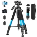 Produktbild: JOILCAN Kamera Stativ, 187cm Kamerastativ Fotostativ mit Abnehmbar Kopf, Camera Tripod mit Tragetasche für Canon Nikon DSLR, Aluminium Dreibeinstativ mit Handyhalterung for Smartphone(Blau)