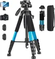 Produktbild: JOILCAN Kamera Stativ 187cm Fotostativ Abnehmbar Kopf Tripod Tragetasche Blau