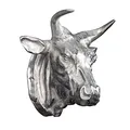 Produktbild: invicta INTERIOR Extravagante Stierkopf Wanddekoration TORERO 65cm Silber Deko Schädel aus Aluminium Wanddekoration Accessoire
