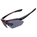 Produktbild: Polarisierende Fahrradbrille mit UV-400-Filter mit schwarzem Etui Schwarz-Rot