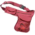 Produktbild: KUNST UND MAGIE Goa Schulter Bauchtasche Gürteltasche Bauchgurt Hippie PSY Festival Blumenmotiv, Farbe:Bordeaux