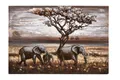 Produktbild: 3D Metallbild Elefanten 120 x 80 cm, Holz / Stahlblech