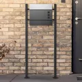 Produktbild: ECD Germany Standbriefkasten mit Zeitungsfach, Design Briefkasten mit Pfosten, Briefkastenständer Anthrazit 120cm Postkasten Anthrazit/Silber 37x10,5x36,5cm Edelstahl pulverbeschichtet/matt gebürstet