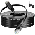 Produktbild: MEIPEK Internetkabel 30 Meter Cat 6, Flach Wlan Kabel High Speed Netzwerkkabel Dünn Lankabelverlaengerung 30m Gigabit Ethernetkabel Schwarz Lan Kabel Rj45 Patchkabel für Router Modem