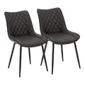 Produktbild: WOLTU Esszimmerstühle 2er Set, Küchenstühle, Wohnzimmerstühle, Polsterstühle mit Rückenlehne, für Esszimmer, Küche, Wohnzimmer, Büro, Sitzfläche aus Kunstleder, Metallbeine, Anthrazit BH210an-2