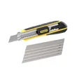 Produktbild: STANLEY FatMax Cuttermesser Profi Teppichmesser Stanley Messer mit Magazin (18mm Klingenbreite, 180mm Länge, Klingenführung aus rostfreiem Stahl, mit Klingenbrecher, inkl. 6 Abbrechklingen) 0-10-481