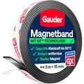 Produktbild: GAUDER Magnetband selbstklebend stark - Magnetstreifen selbstklebend stark - Magnetklebeband zuschneidbar mit optimaler Haftkraft - Klebemagnete mit hoher Magnetkraft - Magnet Klebeband (3 m x 15 mm)