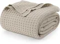 Produktbild: Baumwoll Waffeldecke 300 GSM Khaki - 228 x 182 cm weiche leichte atmungsaktiv...