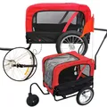 Produktbild: Red Loon Hundeanhänger Mini - Hunde Fahrradanhänger Jogger Rot, Stabiler Transporter 20kg Belastbarkeit, Convertible Jogging-Set, inkl. Universal-Kupplung und Regenschutz