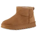 Produktbild: VAN HILL Damen Winter Boots Flach Profilsohle Bequem Schuhe 217664 Hellbraun 37