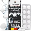 Produktbild: CLENESSO Reinigungstabletten Kaffeevollautomaten (20 Stück) – Kaffeevollautomat Reinigungstabletten kompatibel mit Siemens EQ Series, Jura, Krups, Sage, Melitta, Nivona, Phillips, WMF uvm.