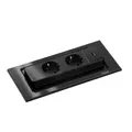 Produktbild: EVOline Backflip Glas schwarz 10.017 USB-A Charger Einbausteckdose 2 fach