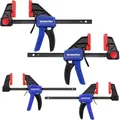 Produktbild: WORKPRO 4-teiliges Zwingen-Set für Holzarbeiten, 150 mm x2 & 120 mm x2, Einhandzwinge/Spanner, Holzklammern-Set, Leichtlast-Schnellwechsel-F-Zwinge 23/68 kg