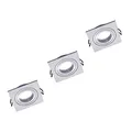 Produktbild: Oktaplex 3er Set Lyon Einbaustrahler schwenkbar 90x90mm Aluminium 80mm Locheinbaumaße flach Spot eckig LED-Modul kompatibel Decken-Rahmen silber