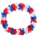 Produktbild: TopTen Hawaiikette, Blumenkette Laos 45 cm Durchmesser, BLAU/WEIß/ROT, 100cm lang, WM, Fussball, Fanartikel