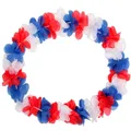 Produktbild: Hawaiikette WEIß ROT BLAU Blumenkette Laos 100cm WM EM Flagge Fanartikel