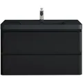 Produktbild: doporro Badmöbel-Set Mineraguss Waschbeckenunterschrank Badezimmer Soft-Close Lucca, Softclose-Funktion schwarz 90 cm x 55 cm x 48 cm
