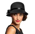 Produktbild: Boland Kostüm Charleston Hut Lady schwarz – Damenhut mit Schleife für Kostüm, Party, ergänzt perfekt festliche Outfits