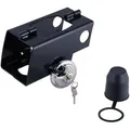 Produktbild: Relaxdays - Anhängerschloss, Diebstahlsicherung für ab- & angekuppelten Anhänger, mit Diskusschloss, Schutzkappe, schwarz