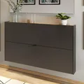 Produktbild: Lomadox Flurschrank Schuhschrank 140cm in grau mit Eiche ideal für schmale Flure