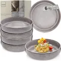 Produktbild: Sänger Kairo Mondgrau | Pastaschalen 6 teilig, 6x Nudel Schalen aus Steingut, Schüssel Set spülmaschinenfest mikrowellenfest kratzfest, Schüssel Dunkelgrau Pasta Teller 800 ml | VALUE COLLECTION