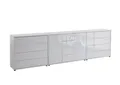 Produktbild: BMG Möbel Kommode Sideboard Mailand Set 12 in verschiedenen Ausführungen (3tlg), mit weiß lackierten Hochglanzfronten und Push-to-open-Funktion