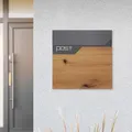 Produktbild: ML-Design Briefkasten Anthrazit-Holzoptik Edelstahl pulverbeschichtet, 37x37cm, Postkasten mit Zeitungsfach, Abschließbar 2 Schlüssel, Design Wandbriefkasten mit Zeitungsrolle, Mailbox für Wandmontage