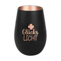 Produktbild: Der-Porzellan-Laden Windlicht mit Gravur GlücksLicht, Schwarz Bronze, Teelichthalter aus Glas mit Spruch, Tischdeko modern