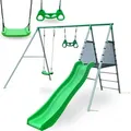 Produktbild: XXL Spielplatz für Kinder mit Schaukel, Gymnastiktrapez und Rutsche - Grün