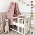 Produktbild: lilimaus Betthimmel Babybett mit Gold Applikation in 12 Farben [inkl. Himmelstange] - Himmel Babybett aus 100% Baumwolle Musselin für Mädchen & Jungen - Himmelbett mit Stange - Kinder Babyzimmer Deko
