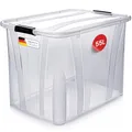 Produktbild: KONZEPT Aufbewahrungsbox 55 L mit Deckel – transparente Kunststoffbox, stapelbar, BPA-frei, verstärkter Boden, robuste Verschlussclips – ideal für Küche & Haushalt