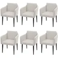 Produktbild: Mendler 6er-Set Esszimmerstuhl HWC-H93, Küchenstuhl Lehnstuhl Stuhl ~ Stoff/Textil creme-beige