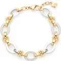 Produktbild: JEWELS BY LEONARDO Armband Lena • Arm-Kette aus goldfarbenem Edelstahl • bicolor farbene Kettenglieder • eingefasste Zirkonia-Steinchen • 19-21 cm Länge • Schmuck Geschenk Damen • 023403
