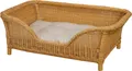 Produktbild: Krines Home Hundekorb Großer Rattan Hundekorb geflochten Hundebett Hund hoch mit Kissen, Rattan Korb, Hundecouch