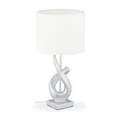 Produktbild: Relaxdays Tischlampe modern, elegantes Design, Tischleuchte Stoffschirm, E27, Designerlampe HxD: 50x25 cm, silber/weiß