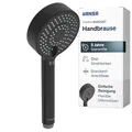 Produktbild: HANSA BASICJET Duschkopf mit 3 Strahlarten I Handbrause Dusche I Anti-Kalk Funktion I Brausekopf 95 mm Durchmesser | Standard G 1/2 Anschluss | Schwarz